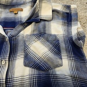 Plaid T Shirt "JACHS Girlfriend" Navy and Cream Sleeveless Shirt